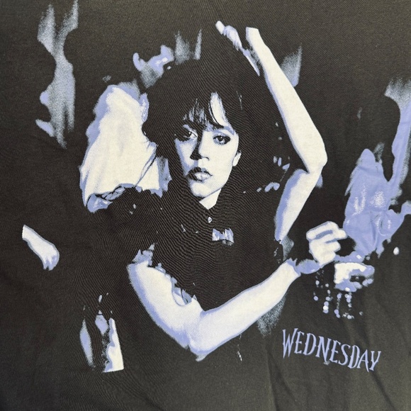 NWT H&M Wednesday Addams Dance Oversized Black Tee Women's Size XXL - Picture 3 of 9
